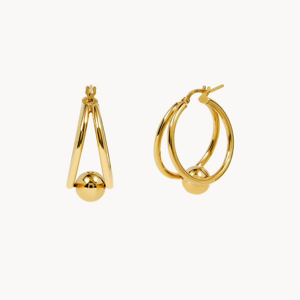 PENDIENTES BALL DOUBLE HOOPS