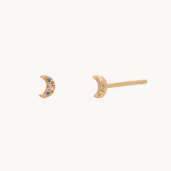 TINY MOON CZ EARRINGS