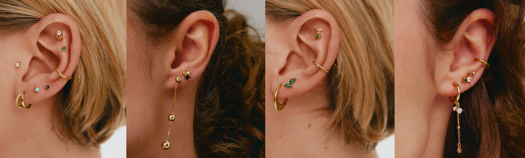 ears with earrings and piercings