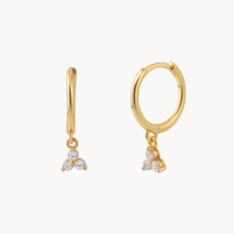 18kt gold plated sterling silver 925 hoop earrings with white zirconia.